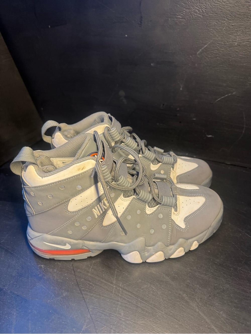 Nike mens Gray and White High-Top Sneakers